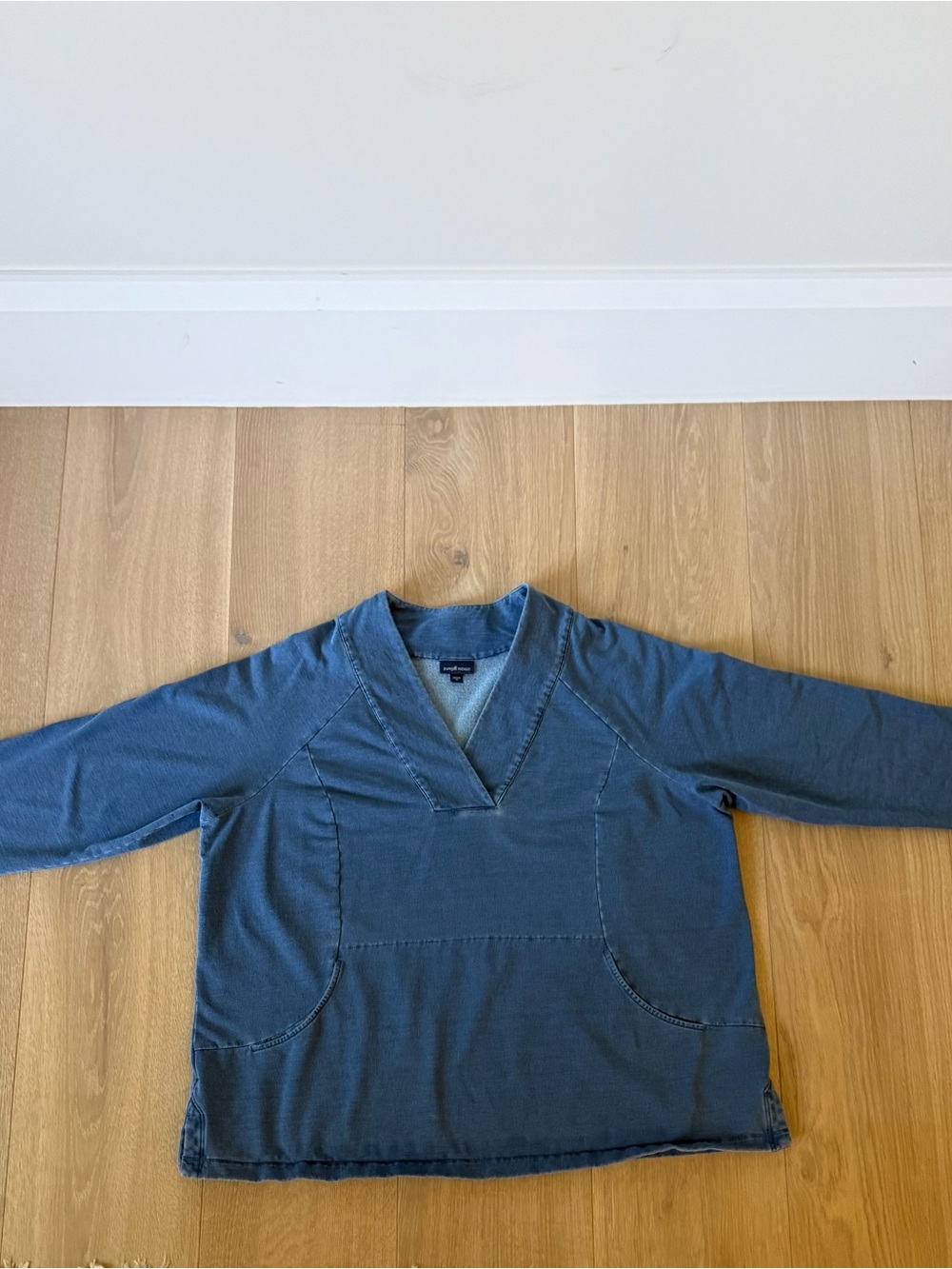 Pure J Jill Indigo French Terry crossover V-neck pullover top- Size XL